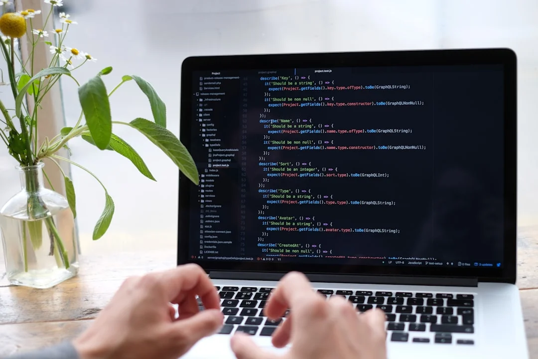 A contemporary computer screen showing web design work, highlighting creative visuals in a workspace.